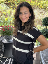 Load image into Gallery viewer, Black and White Side Bow Sweater