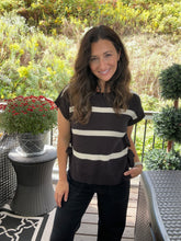 Load image into Gallery viewer, Black and White Side Bow Sweater