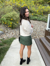 Load image into Gallery viewer, Olive Green Faux Leather Skirt