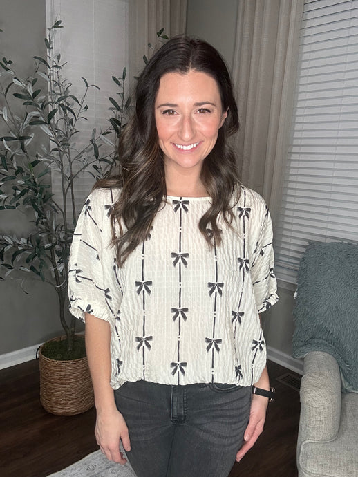 Bow Print Top - Spicy Chic Boutique