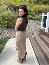 Load image into Gallery viewer, Khaki Cargo Midi Skirt