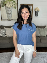 Load image into Gallery viewer, Simple Stitch Chambray Top - Spicy Chic Boutique