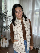 Load image into Gallery viewer, Brown Floral Quilted Vest
