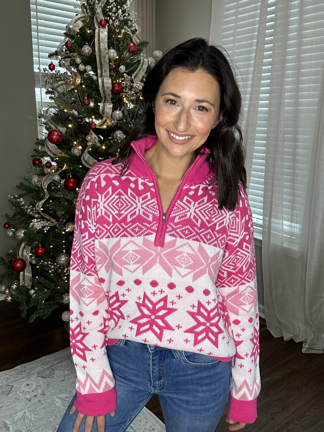 Pink Snowflake Sweater
