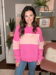 Pink Colorblock Sweatshirt - Spicy Chic Boutique