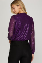 Load image into Gallery viewer, Purple Sequin Bodysuit - Spicy Chic Boutique