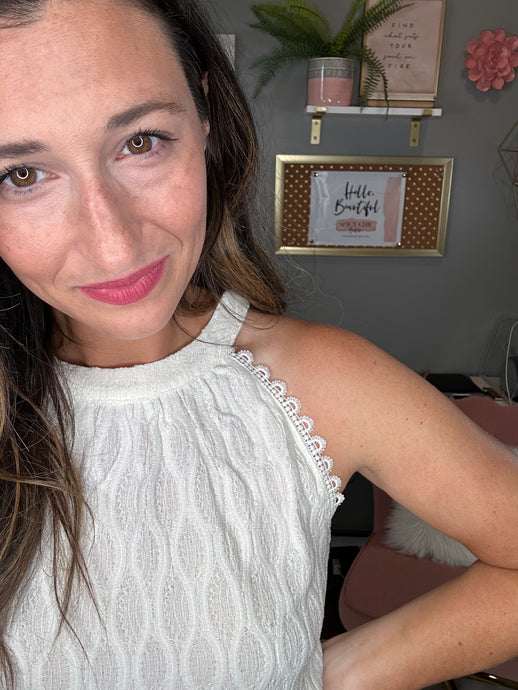 Lace Trim Textured Halter Tank - Spicy Chic Boutique