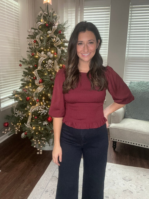 Crimson Satin Blouse - Spicy Chic Boutique