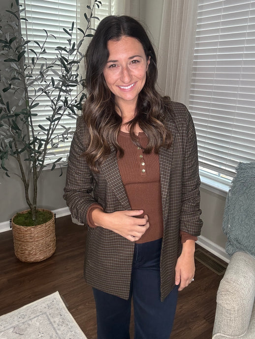 Plaid Fall Blazer - Spicy Chic Boutique