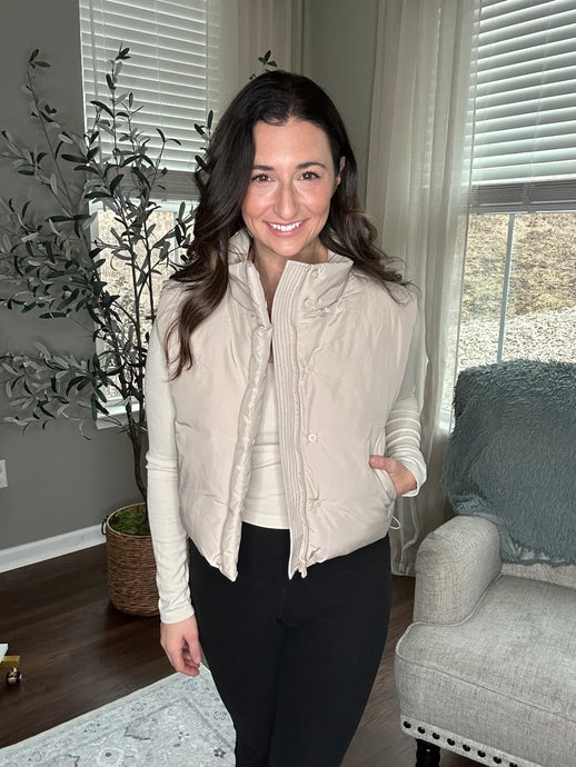 Neutral Puffer Vest - Spicy Chic Boutique