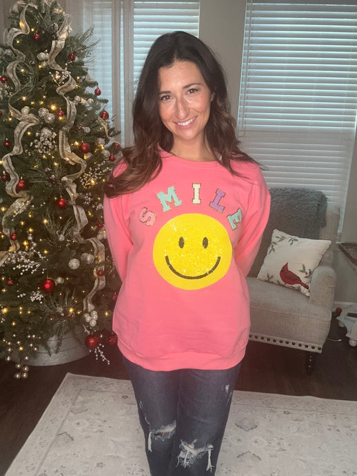 SMILE Patchwork Sweatshirt - Spicy Chic Boutique