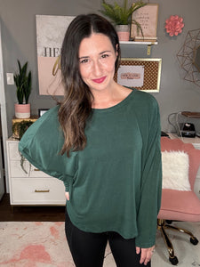 Deep Green Strappy Batwing Top - Spicy Chic Boutique