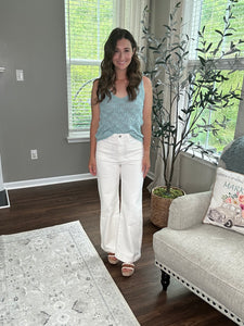 Mint Eyelet Sweter Tank - Spicy Chic Boutique