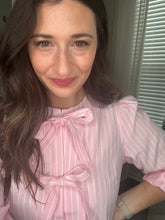 Load image into Gallery viewer, Pink Striped Bow Tie Blouse - Spicy Chic Boutique