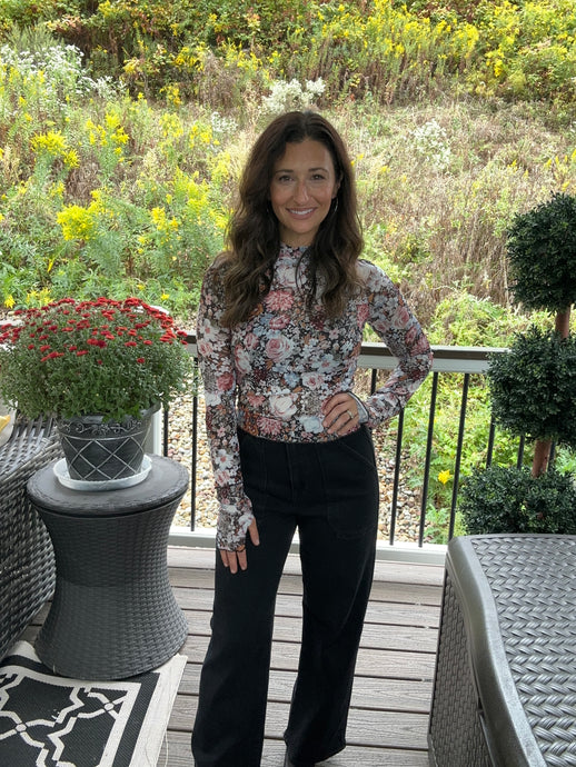 Moody Floral Mesh Top