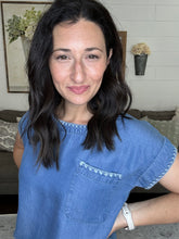 Load image into Gallery viewer, Simple Stitch Chambray Top - Spicy Chic Boutique