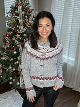 Load image into Gallery viewer, Winter Cheer Toggle Knit Sweater