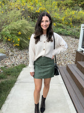 Load image into Gallery viewer, Olive Green Faux Leather Skirt