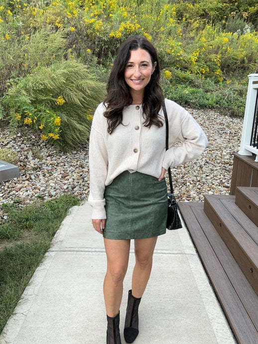 Olive Green Faux Leather Skirt