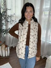 Load image into Gallery viewer, Brown Floral Quilted Vest