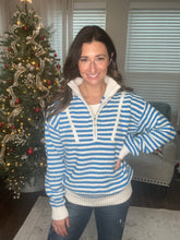Load image into Gallery viewer, Striped Quarter Zip Sweater - Spicy Chic Boutique