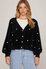 Load image into Gallery viewer, After Dark Sparkle Heart Cardigan - Spicy Chic Boutique