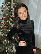 Load image into Gallery viewer, Black Velvet Shimmer Dress