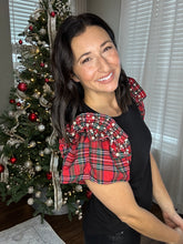 Load image into Gallery viewer, Pearl &amp; Plaid Holiday Top