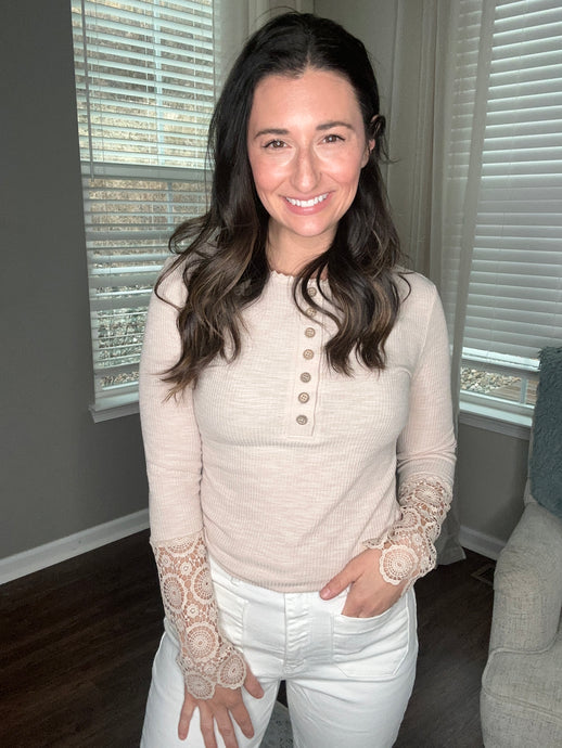 Lace Crochet Sleeve Top - Spicy Chic Boutique
