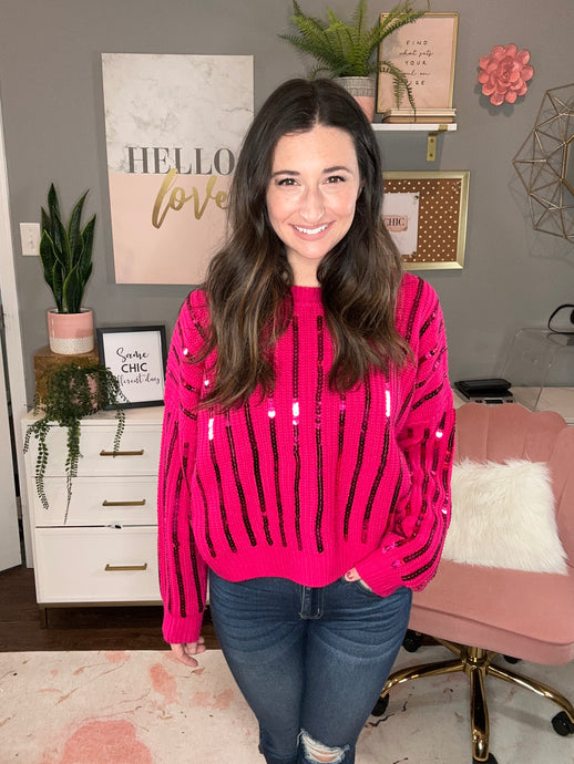 Struck by Cupid Hot Pink Sweater - Spicy Chic Boutique