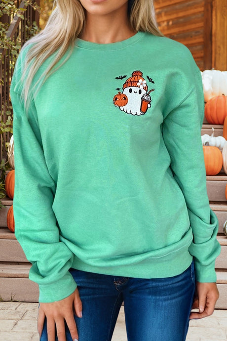 PREORDER: Green Embroidered Ghost Sweatshirt