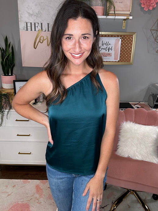 Satin One Shoulder Tank - Spicy Chic Boutique
