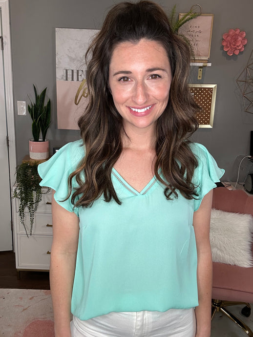 Fresh Mint V-Neck Blouse - Spicy Chic Boutique