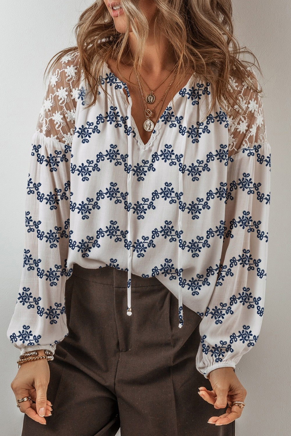 Lace Patchwork Floral Top