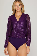 Load image into Gallery viewer, Purple Sequin Bodysuit - Spicy Chic Boutique