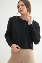 Load image into Gallery viewer, Cropped Crew Neck Henley - Spicy Chic Boutique
