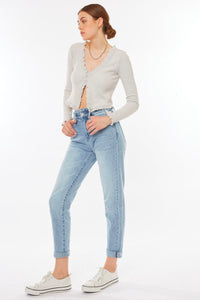 High Rise Paper Bag Mom Jeans - Spicy Chic Boutique