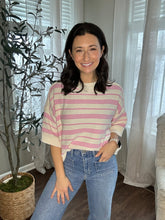 Load image into Gallery viewer, Pink Stripe Half Sleeve Sweater Top - Spicy Chic Boutique