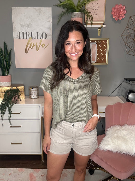 Two-Tone V-Neck Top - Spicy Chic Boutique