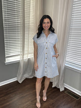 Load image into Gallery viewer, Polished Striped Shirt Dress - Spicy Chic Boutique