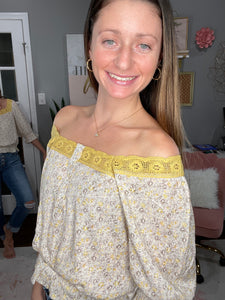 Crochet Trimmed Floral Top - Spicy Chic Boutique