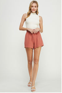 Double Buckle Linen Shorts (color options) - Spicy Chic Boutique